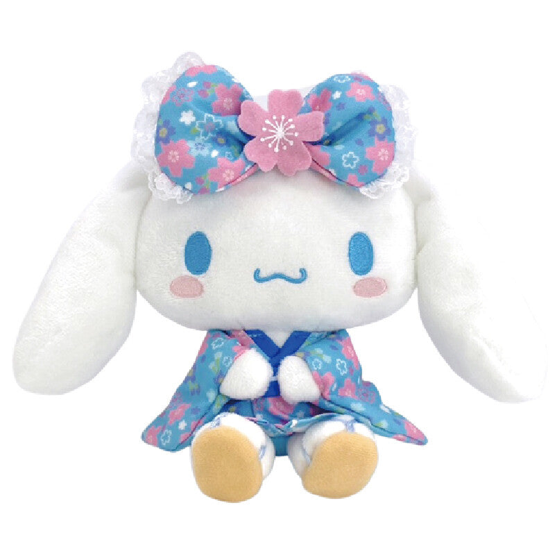 Cinnamoroll plush wearing a blue cherry blossom kimono