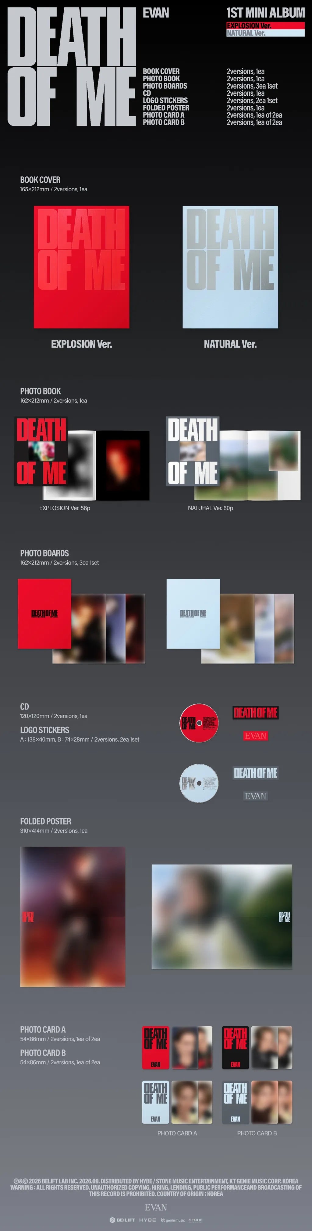 EVAN DEATH OF ME Standard Version contents
