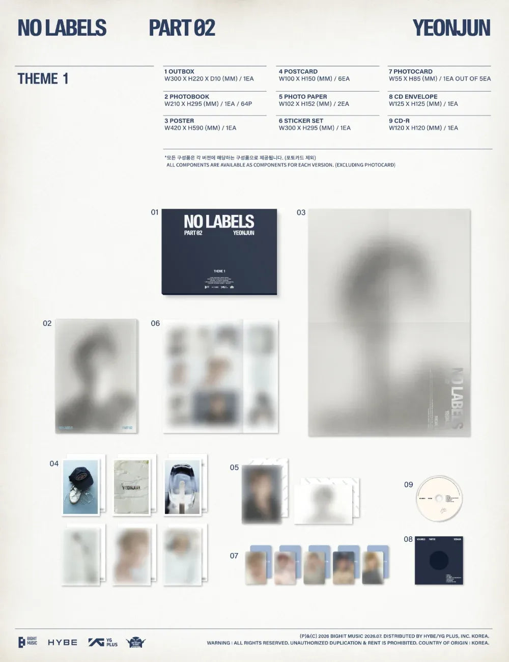 YEONJUN NO LABELS PART 02 Standard Ver. Theme 1 contents