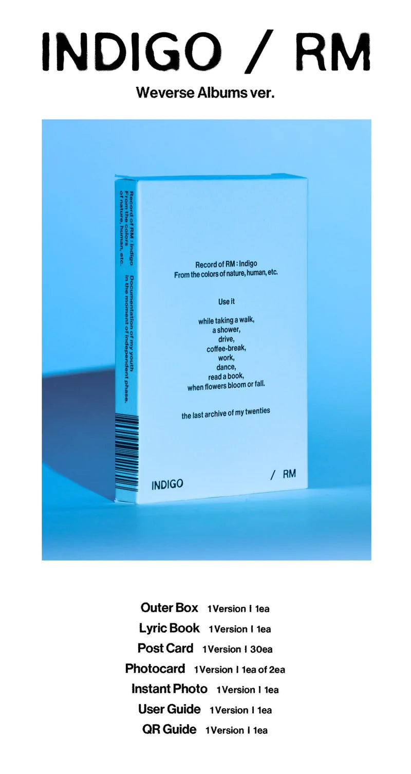 BTS RM 1ST SOLO ALBUM [INDIGO/POSTCARD EDITION(WEVERSE ALBUMS VER
