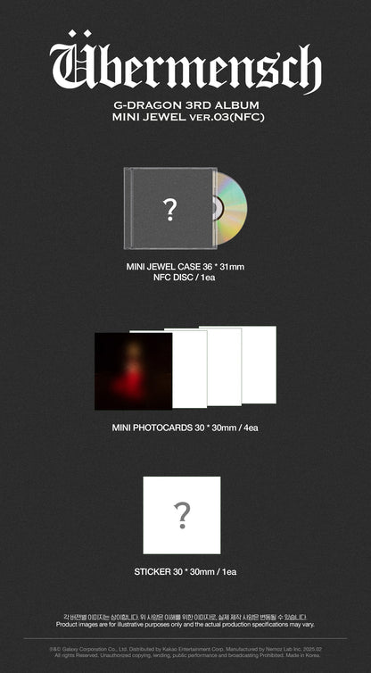 [PRE-ORDER] G-DRAGON 3RD ALBUM [ÜBERMENSCH/MINI JEWEL Ver]