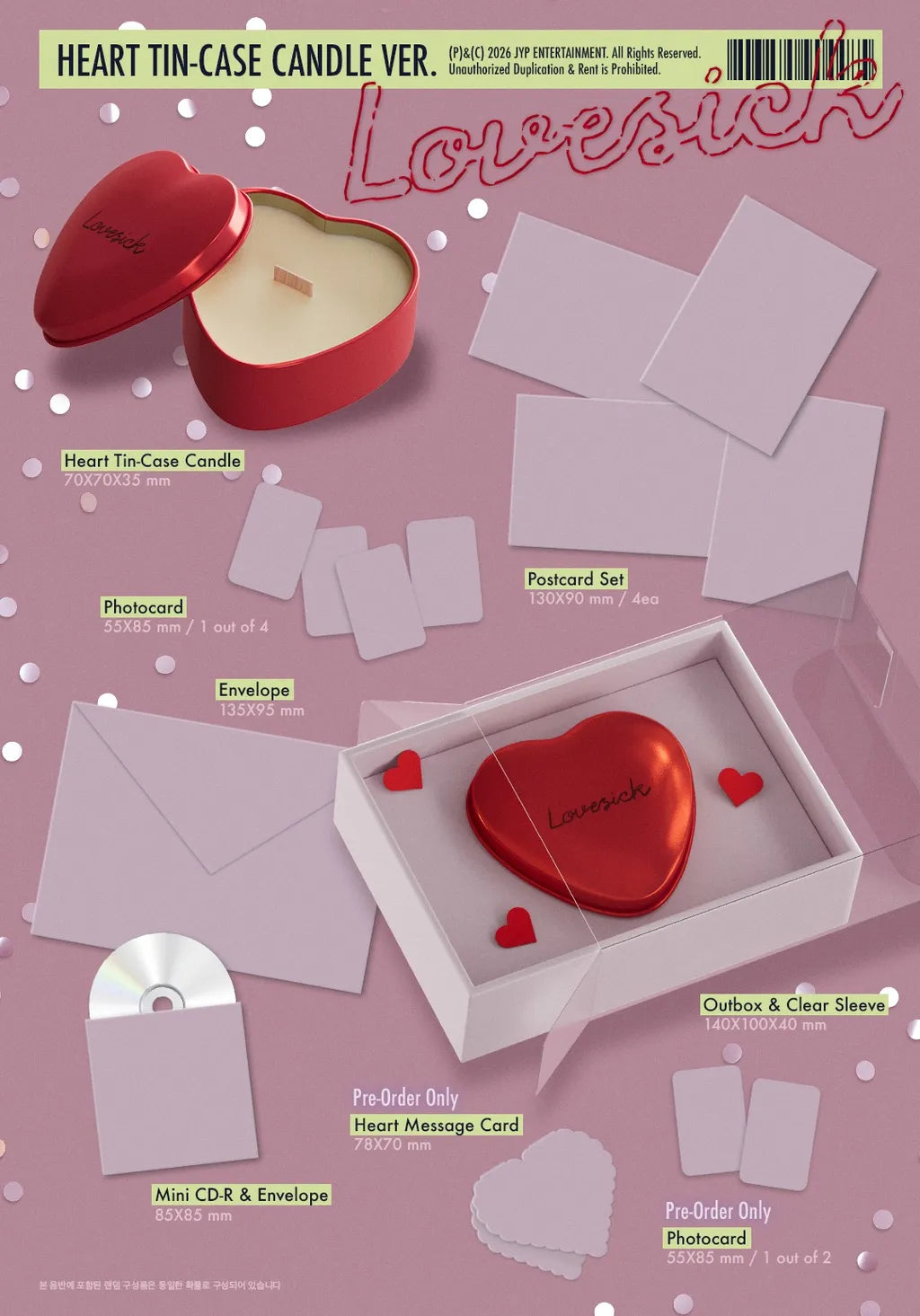 Lovesick Heart Tin-Case Candle package contents