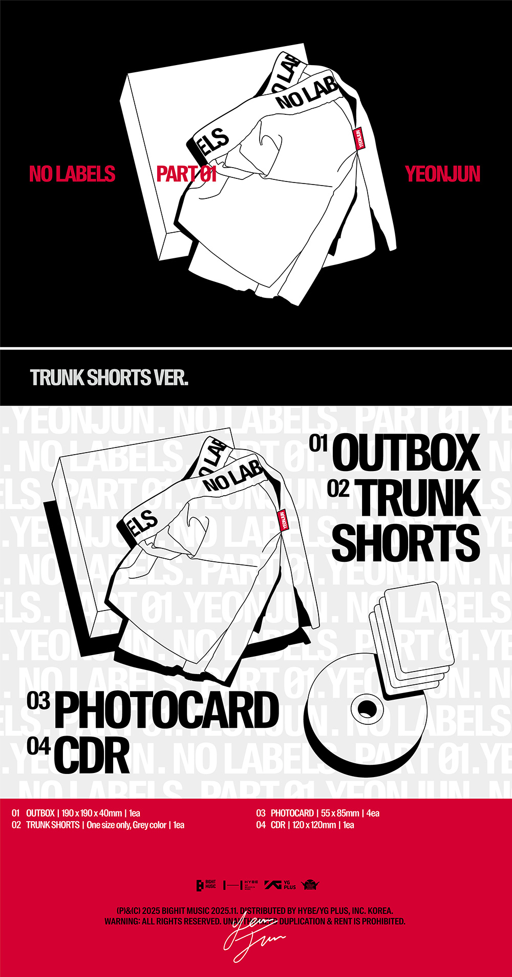 [PRE-ORDER] YEONJUN ALBUM [NO LABELS: PART 01/TRUNK SHORTS VER.]