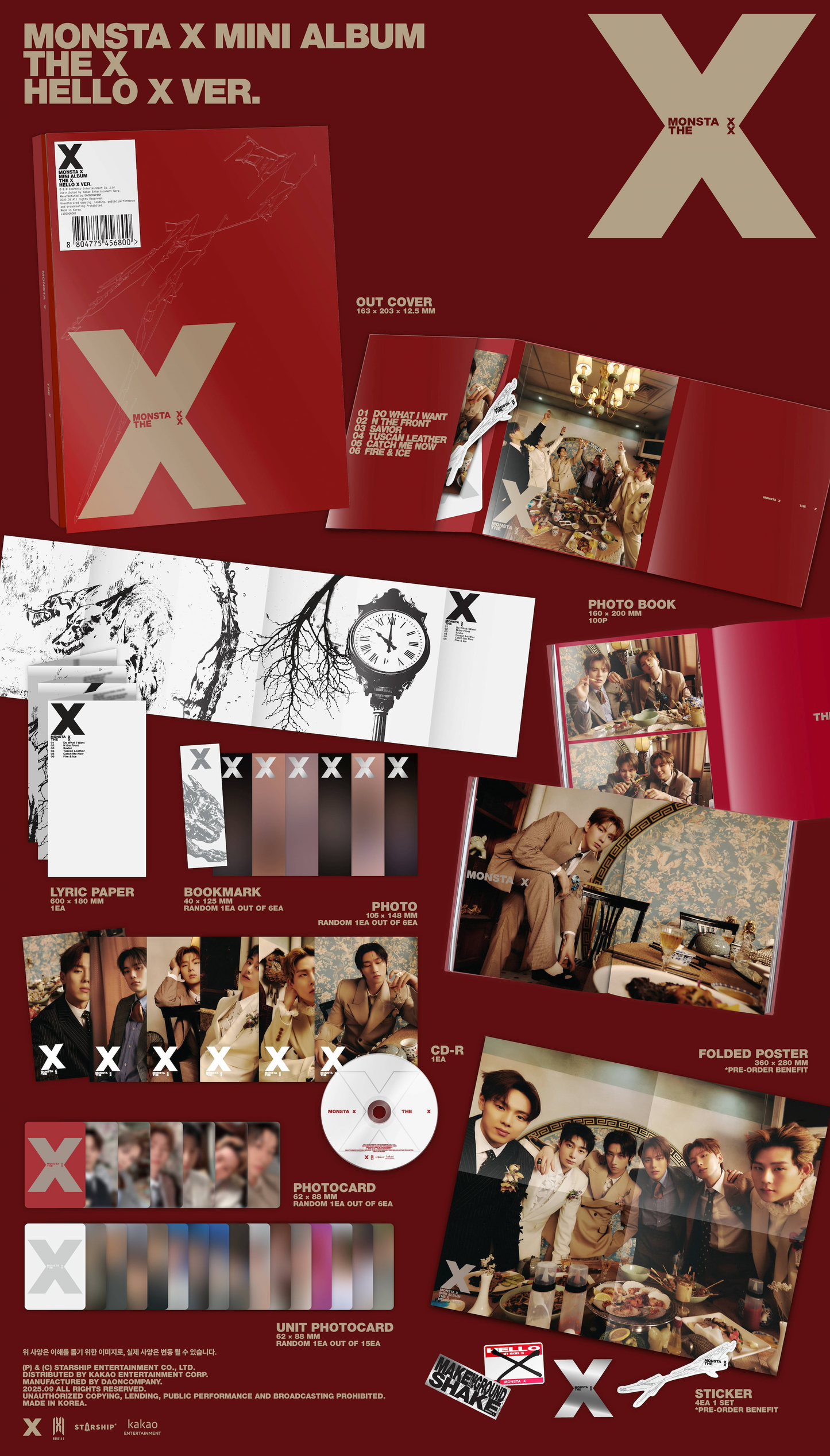 [PRE-ORDER] [MAKESTAR EXCLUSIVE] MONSTA X 13TH MINI ALBUM [THE X/STANDARD VER.]
