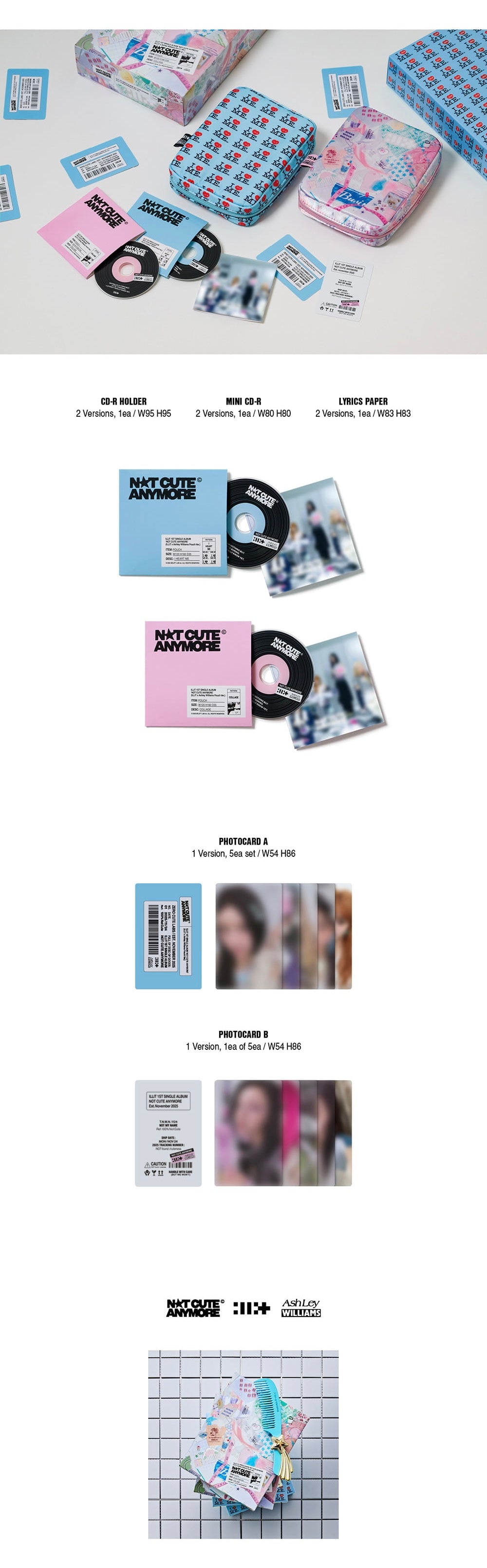 ([PRE-ORDER] ILLIT 1st Single Album [NOT CUTE ANYMORE/ILLIT x Ashley Williams Pouch ver.]