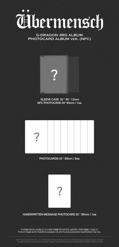 [PRE-ORDER] G-DRAGON 3RD ALBUM [ÜBERMENSCH/PHOTOCARD ALBUM Ver]