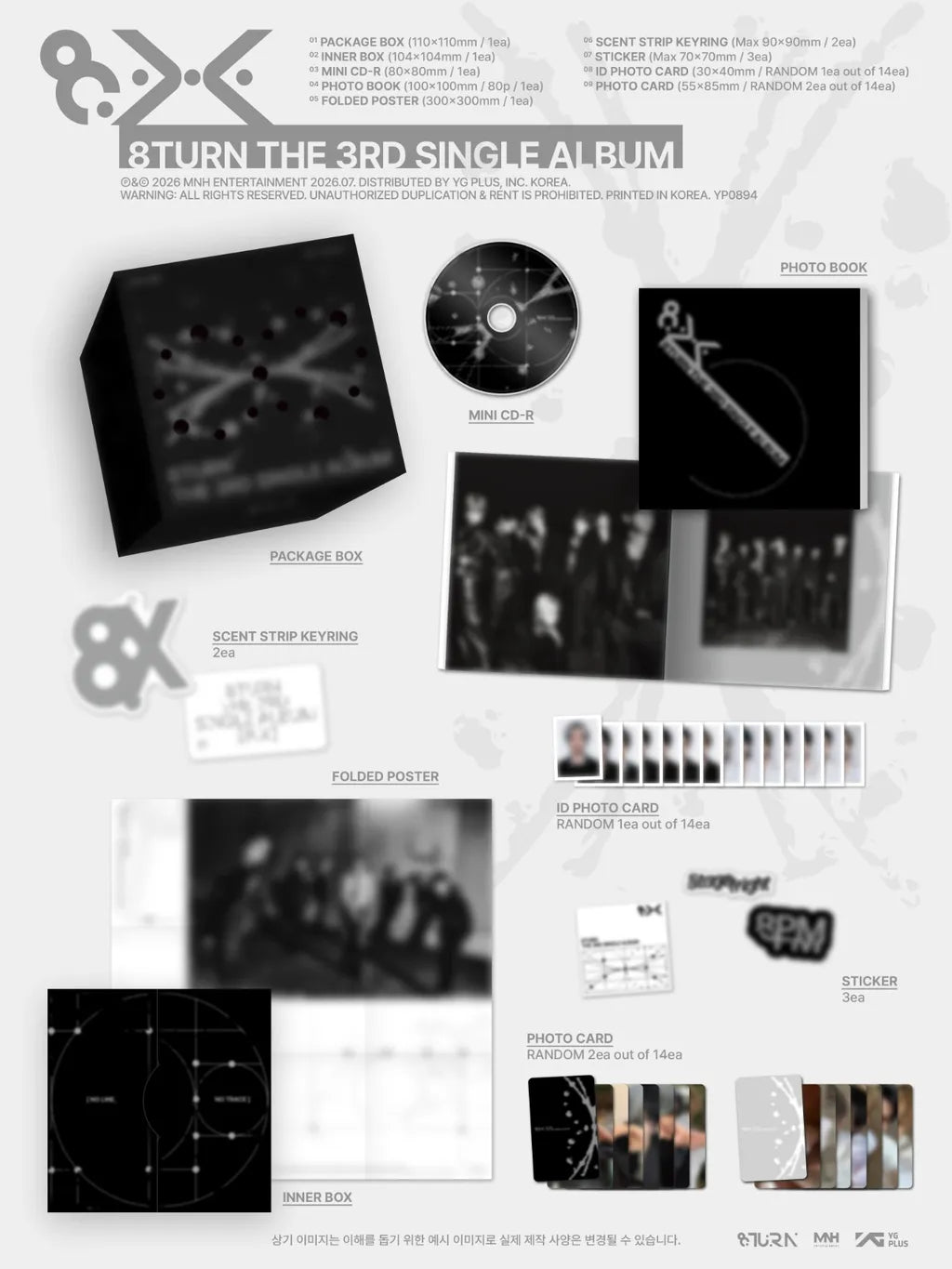 8TURN 3rd Single Album 8.X package contents