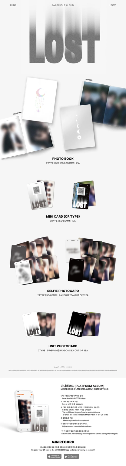 [PRE-ORDER] LUN8 2ND SINGLE ALBUM [LOST/(DAY VER. / LIGHT VER.)]