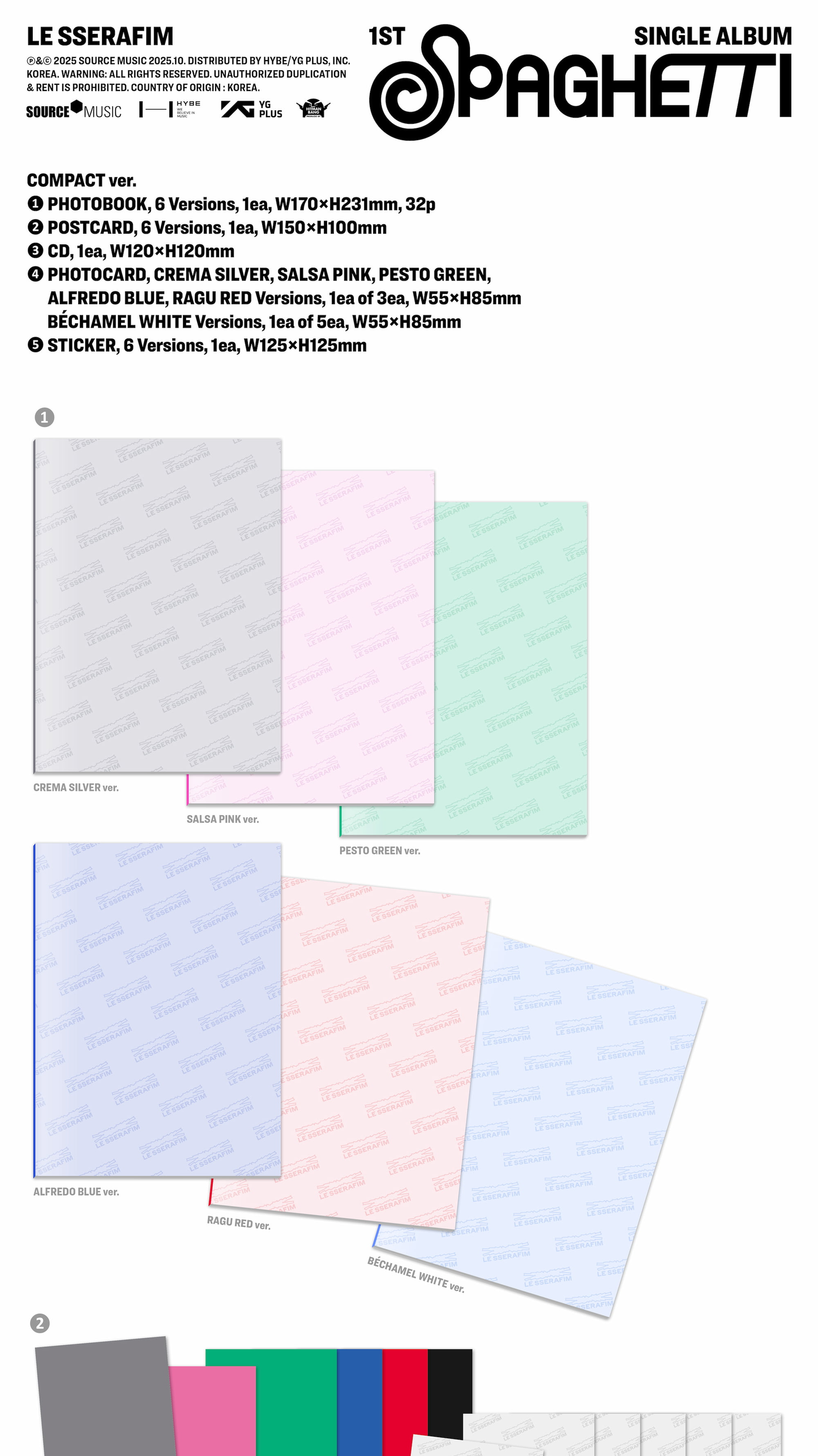 [PRE-ORDER] LE SSERAFIM 1st Single Album [SPAGHETTI/COMPACT VER.]