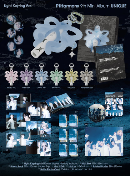 [PRE-ORDER] P1HARMONY 9TH MINI ALBUM [UNIQUE / Light Keyring VER. (Limited Edition)]