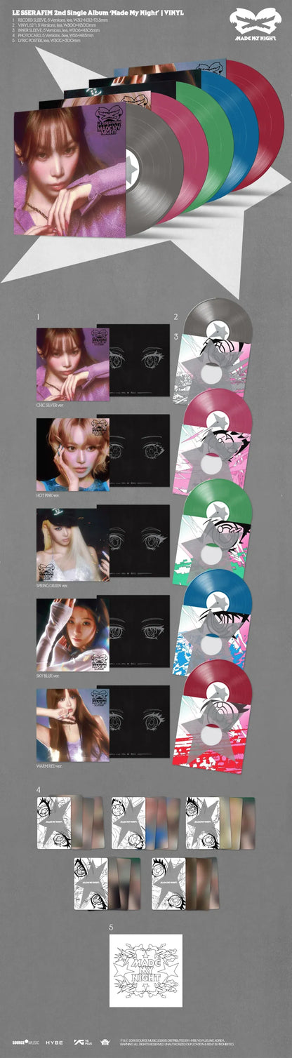 [PRE-ORDER] LE SSERAFIM 2nd Single Album 'Made My Night' Vinyl (Random Ver.)