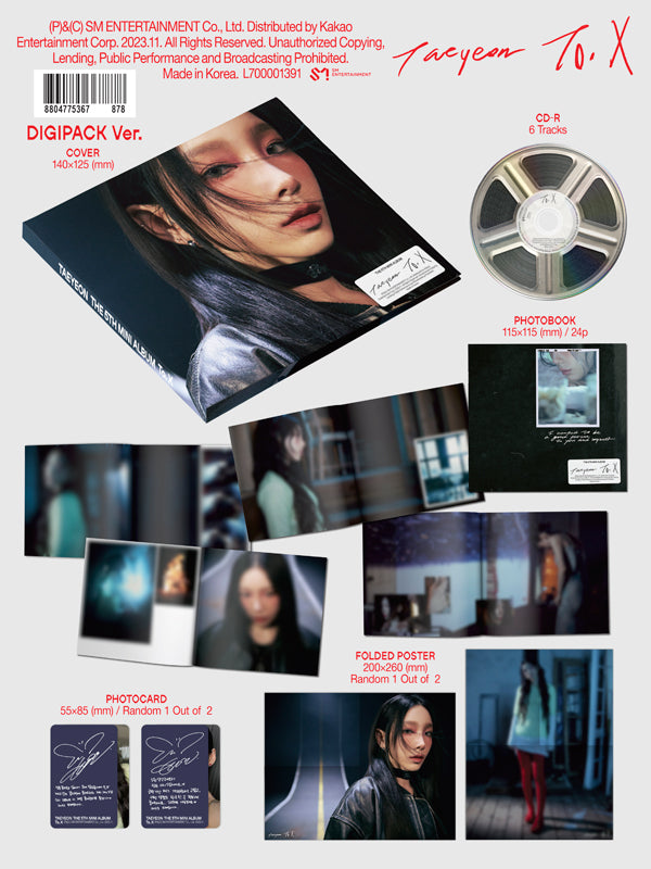 TAEYEON's 5th Mini Album - To. X Digipack.Ver].