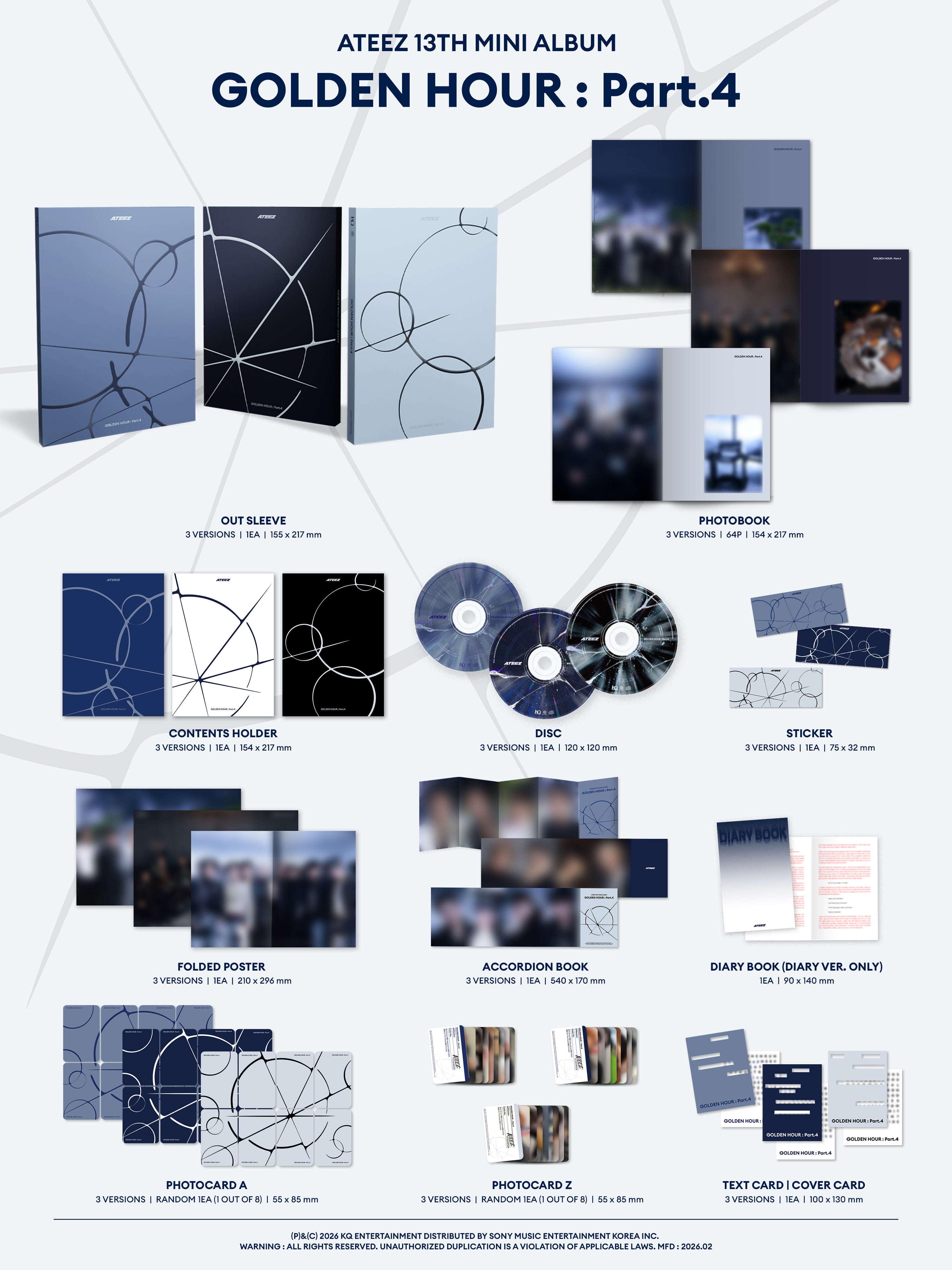 ATEEZ Adrenaline A/DIARY/Zver. 未開封 3枚セット ATEEZ 13TH MINI ALBUM [GOLDEN HOUR : Part.4/Standard VER