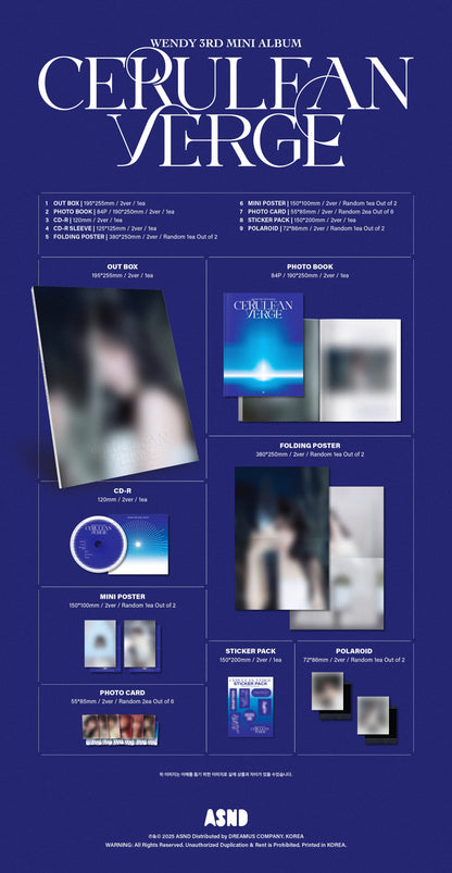 [PRE-ORDER] WENDY 3RD MINI ALBUM [CERULEAN VERGE/PHOTOBOOK VER.]