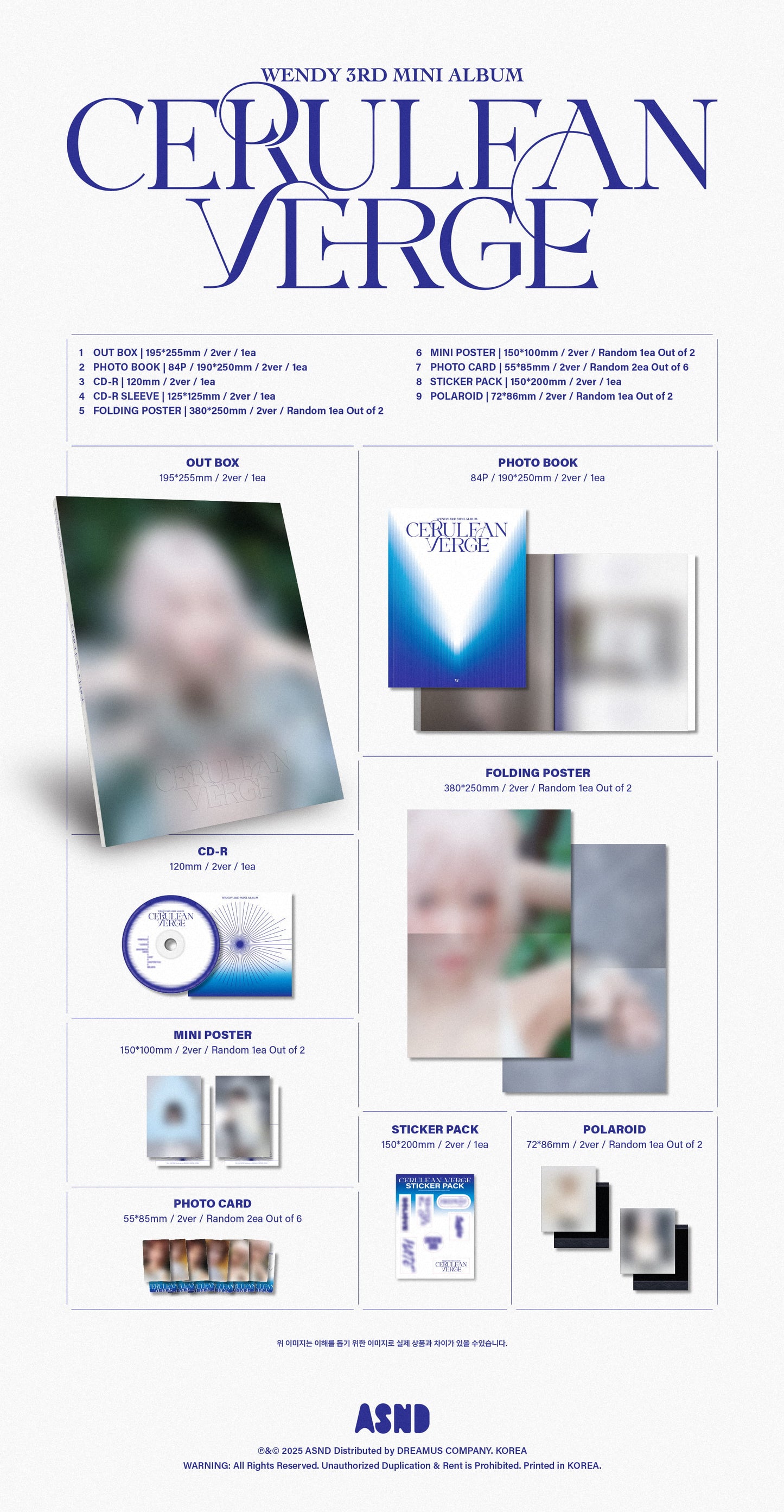 [PRE-ORDER] WENDY 3RD MINI ALBUM [CERULEAN VERGE/PHOTOBOOK VER.]