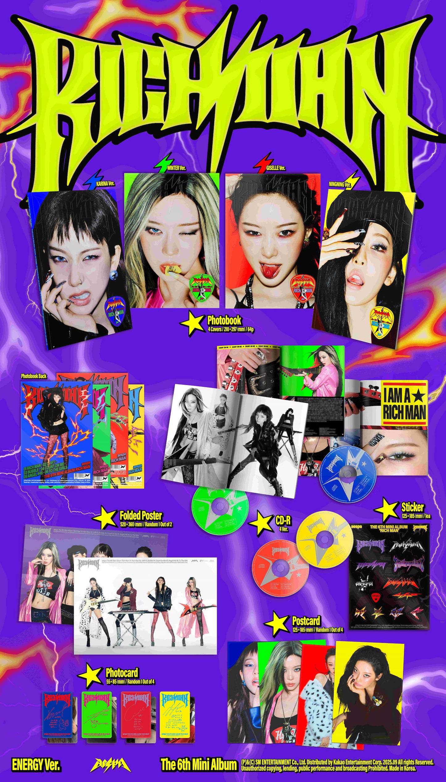 [PRE-ORDER] [MAKESTAR EXCLUSIVE] AESPA 6TH MINI ALBUM [RICH MAN/ENERGY Ver.]