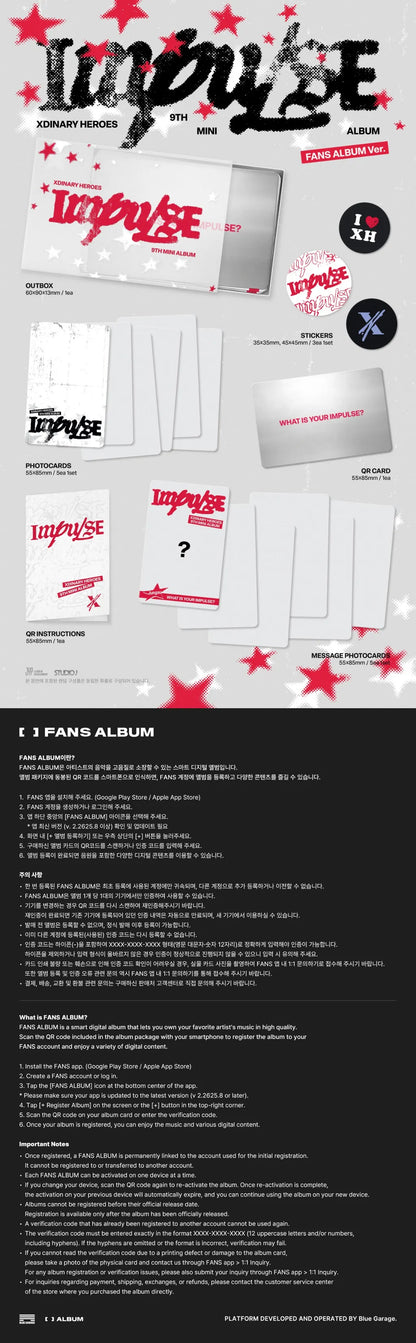 [PRE-ORDER] Xdinary Heroes 9th Mini Album [IMPULSE] (FANS Album Ver.)