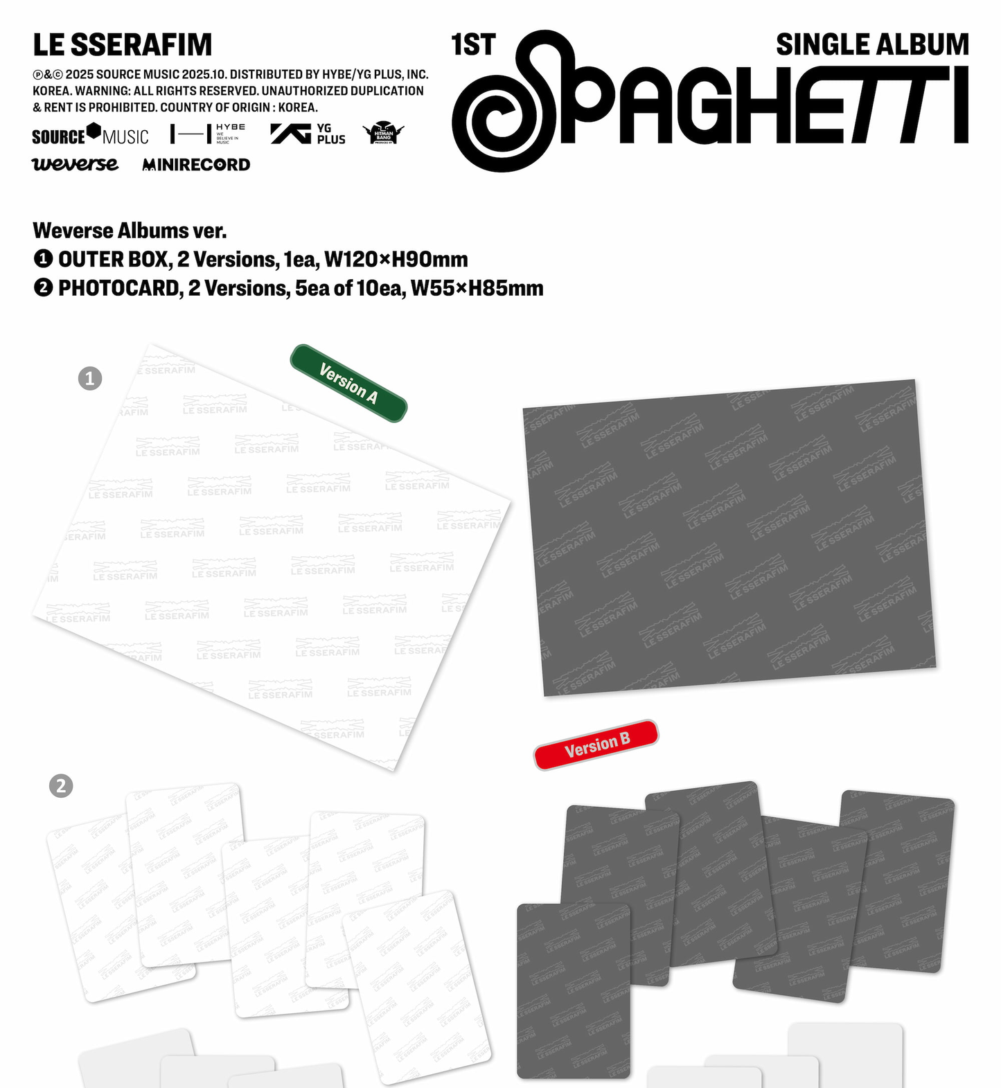 [PRE-ORDER] LE SSERAFIM 1st Single Album [SPAGHETTI/Weverse Albums VER.]