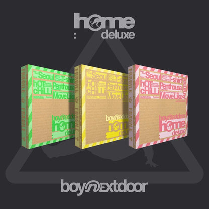 BOYNEXTDOOR HOME DELUXE HAZE OVERDRIVE and SPARK album covers