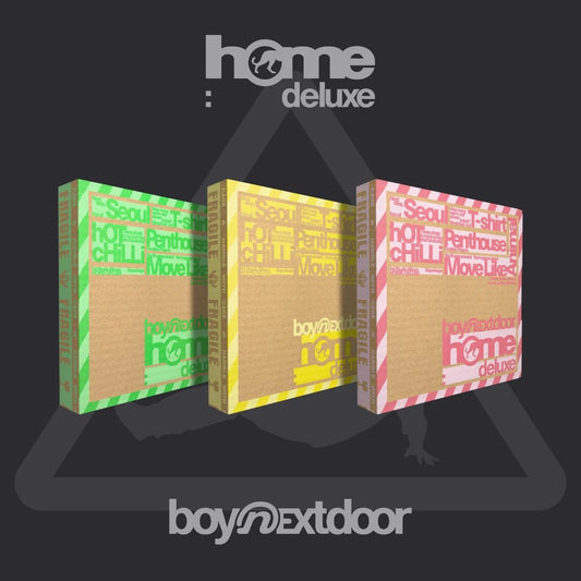 BOYNEXTDOOR HOME DELUXE HAZE OVERDRIVE and SPARK album covers