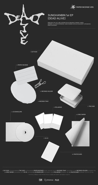 [PRE-ORDER] SUNGHANBIN 1st EP [DEAD:ALIVE] (Paper Incense Ver.)