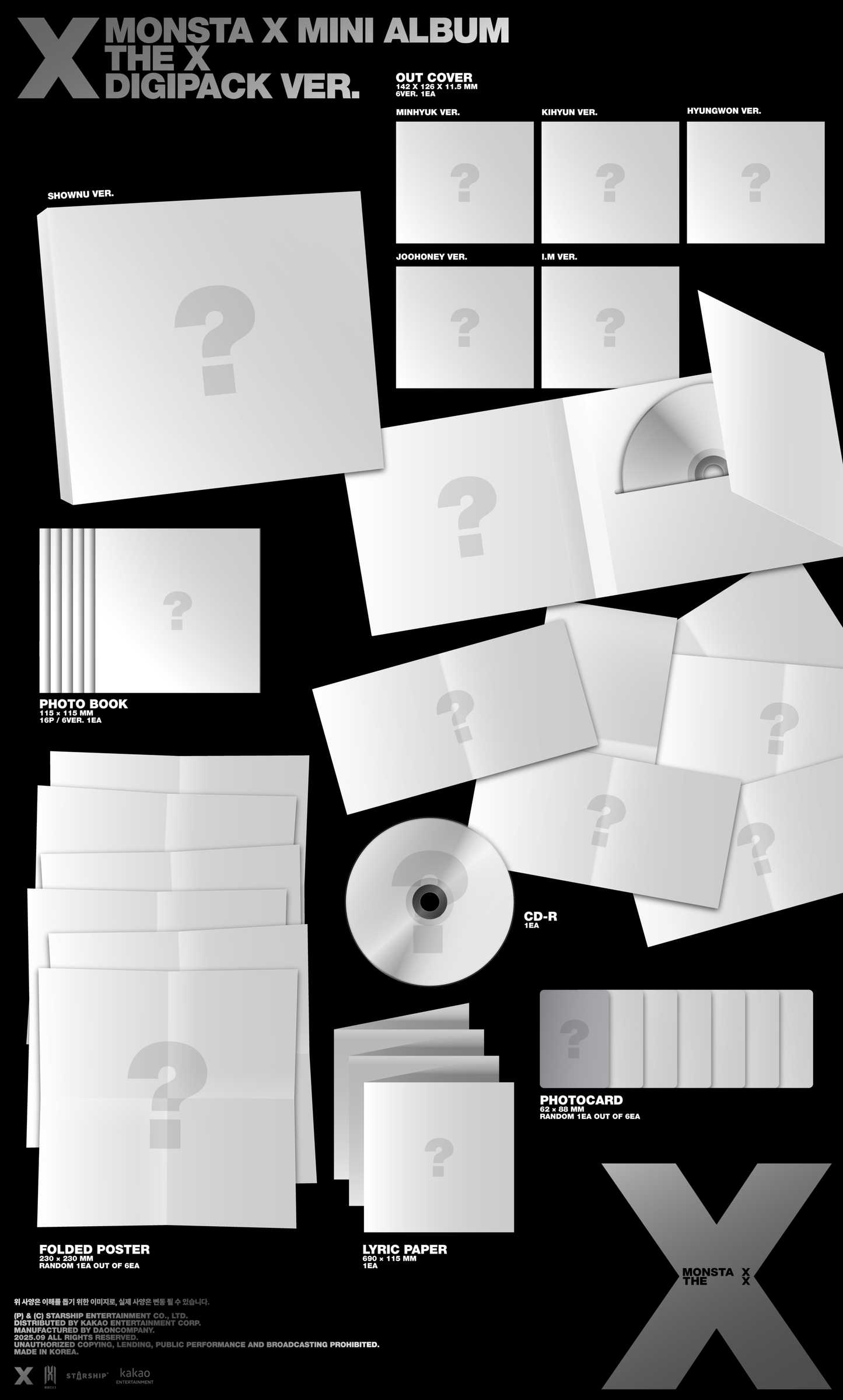 [PRE-ORDER] MONSTA X 13TH MINI ALBUM [THE X/DIGIPACK VER. (LIMITED EDITION)]