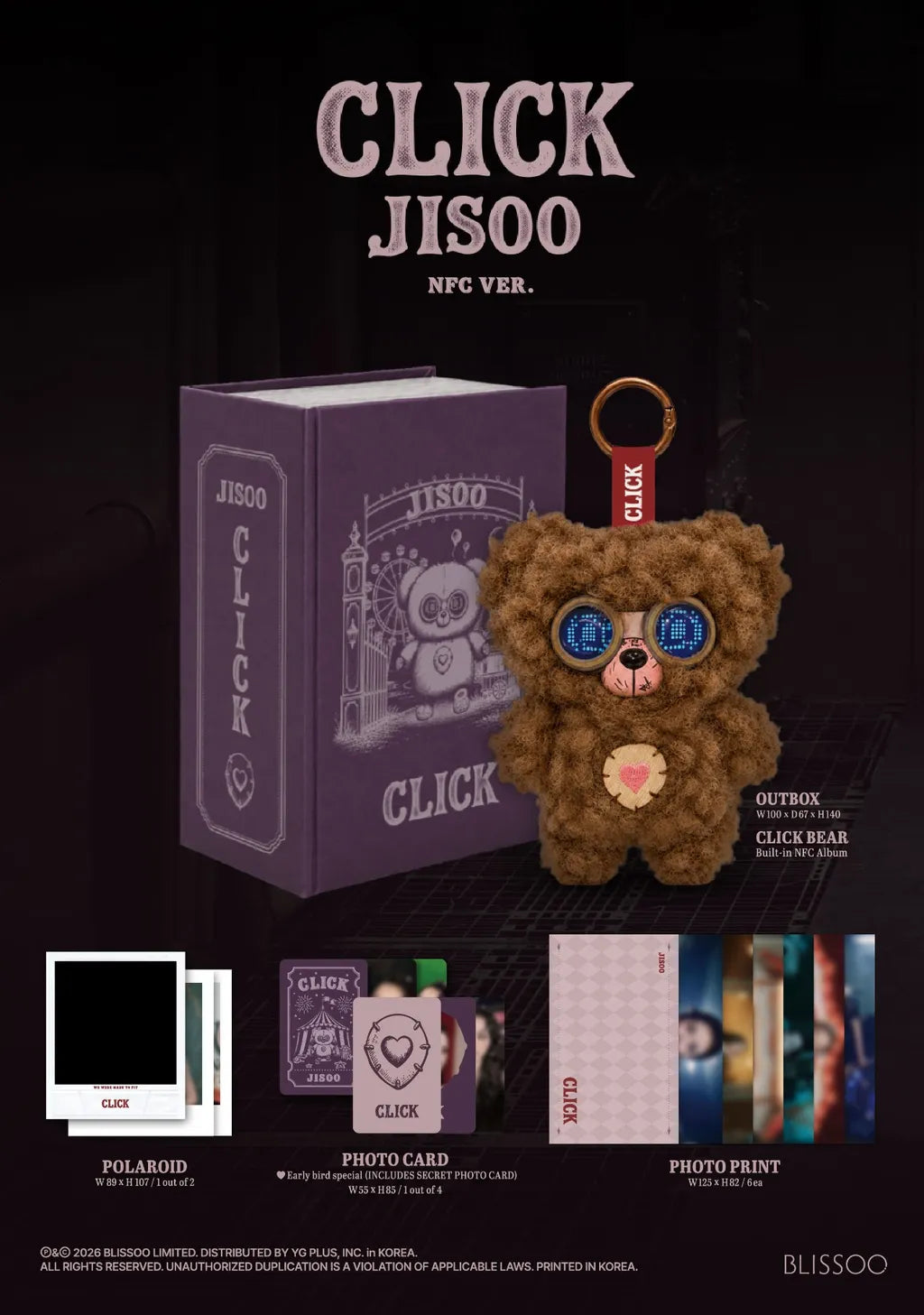 JISOO CLICK Baby Bear NFC version contents