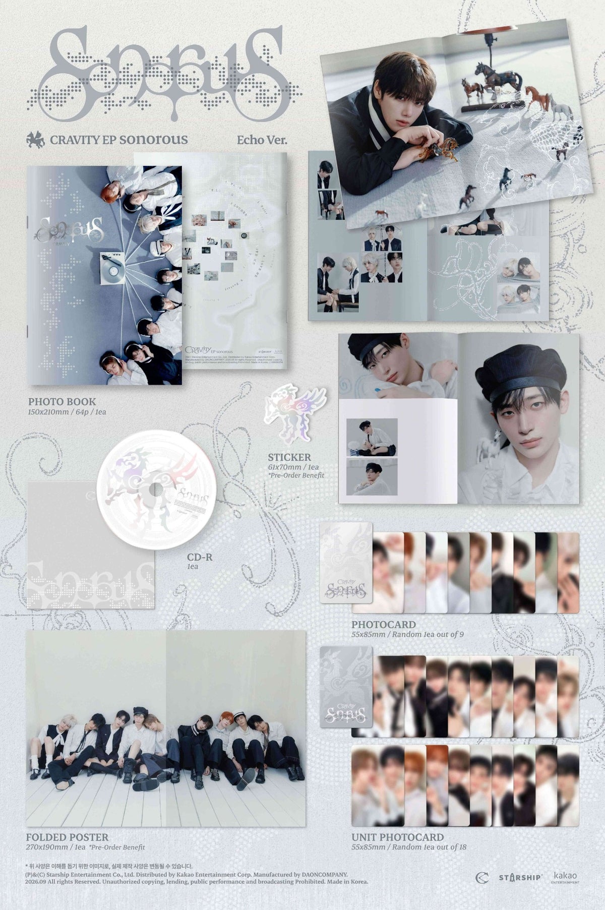 CRAVITY 9th Mini Album [sonorous] — package contents