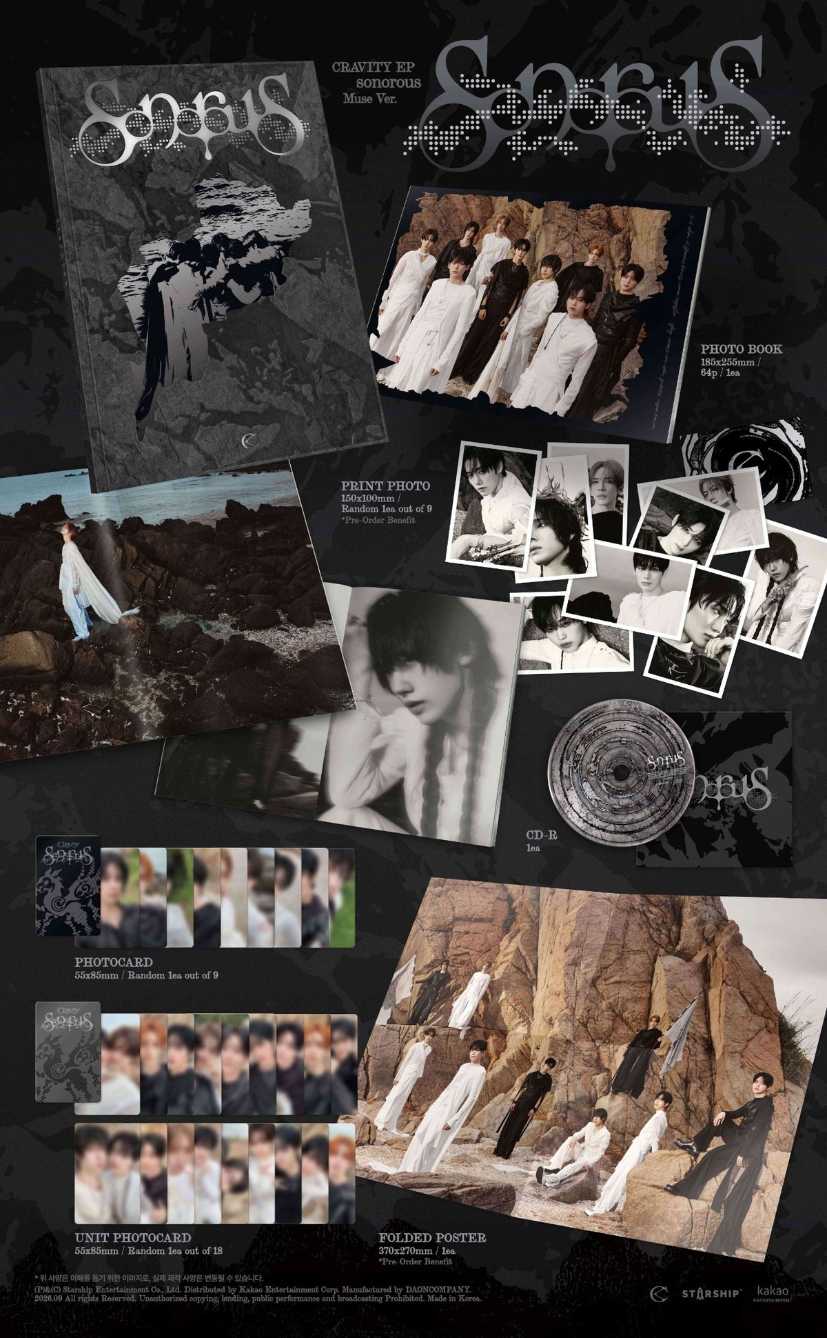 CRAVITY 9th Mini Album [sonorous] — package contents