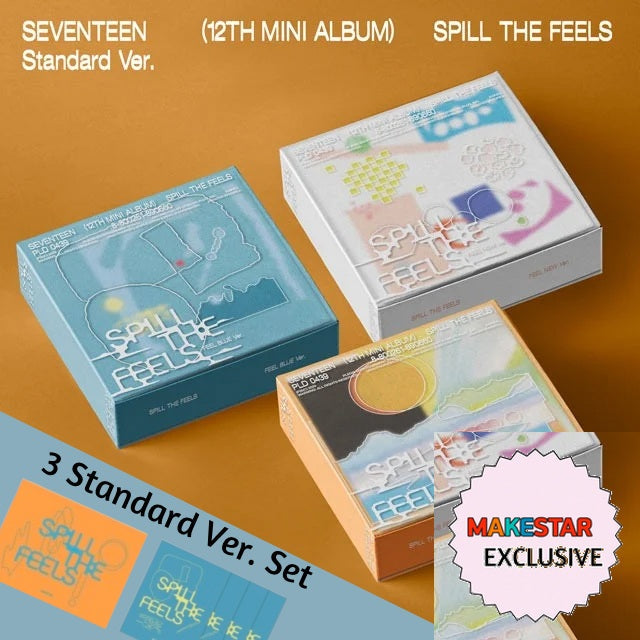 [MAKESTAR EXCLUSIVE] SEVENTEEN 12TH MINI ALBUM [SPILL THE FEELS/Standard Ver. 3Sets] cover with one MAKESTAR Exclusive badge