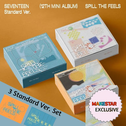 [MAKESTAR EXCLUSIVE] SEVENTEEN 12TH MINI ALBUM [SPILL THE FEELS/Standard Ver. 3Sets] cover with one MAKESTAR Exclusive badge