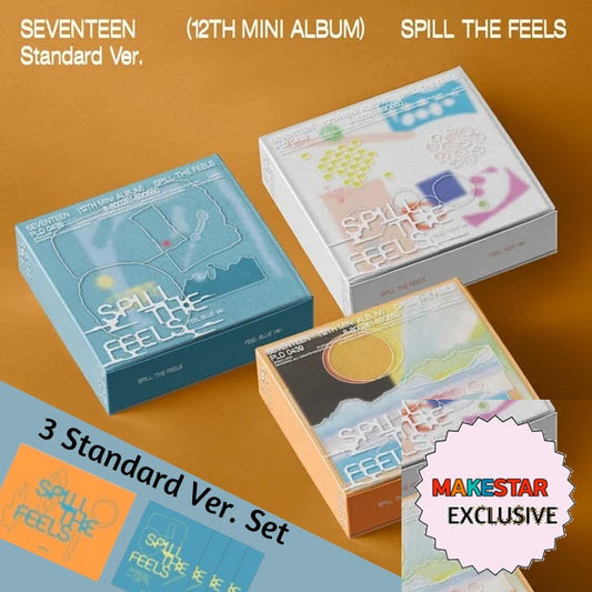 [MAKESTAR EXCLUSIVE] SEVENTEEN 12TH MINI ALBUM [SPILL THE FEELS/Standard Ver. 3Sets] cover with one MAKESTAR Exclusive badge