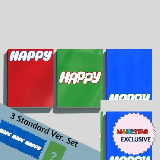 [MAKESTAR EXCLUSIVE] JIN 1ST SOLO ALBUM [HAPPY/Standard VER. 3Sets] cover with one MAKESTAR Exclusive badge