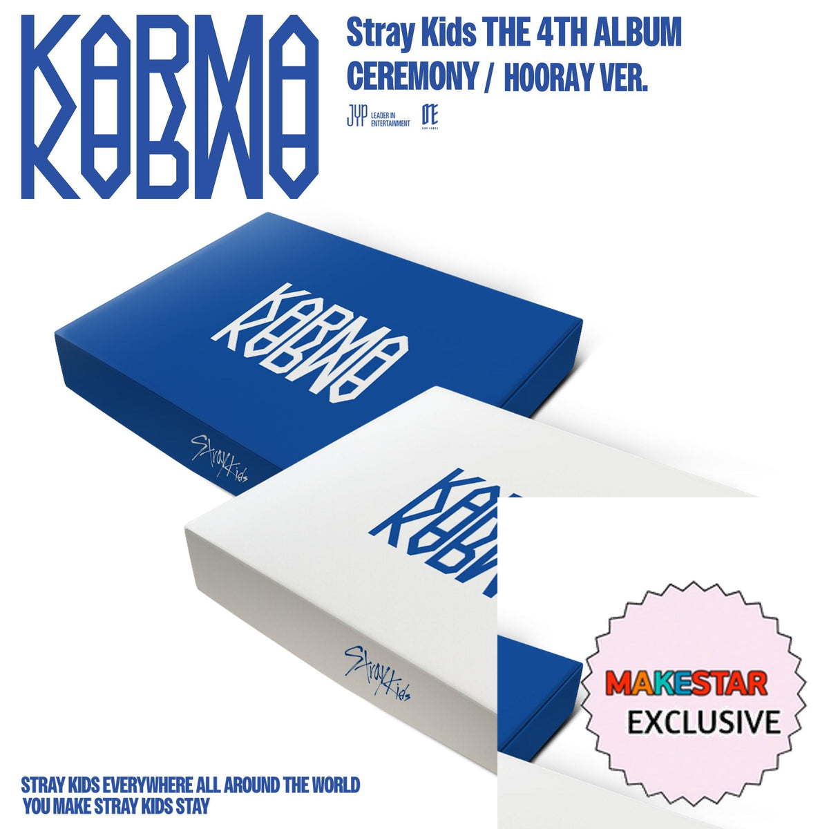 [MAKESTAR EXCLUSIVE] STRAY KIDS 4TH FULL ALBUM [KARMA/STANDARD VER.] cover with one MAKESTAR Exclusive badge