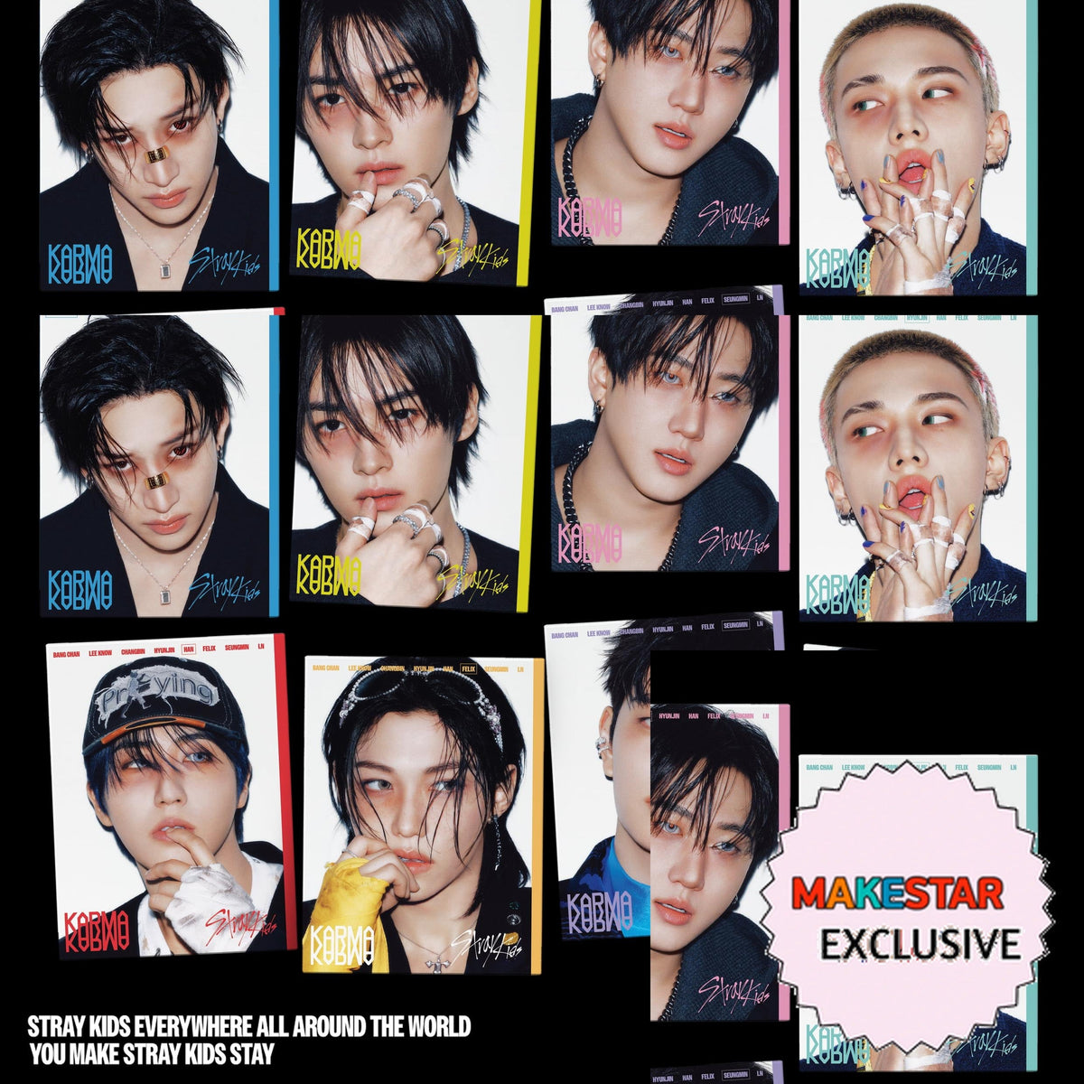 [MAKESTAR EXCLUSIVE] STRAY KIDS 4TH FULL ALBUM [KARMA/ACCORDION VER.] cover with one MAKESTAR Exclusive badge