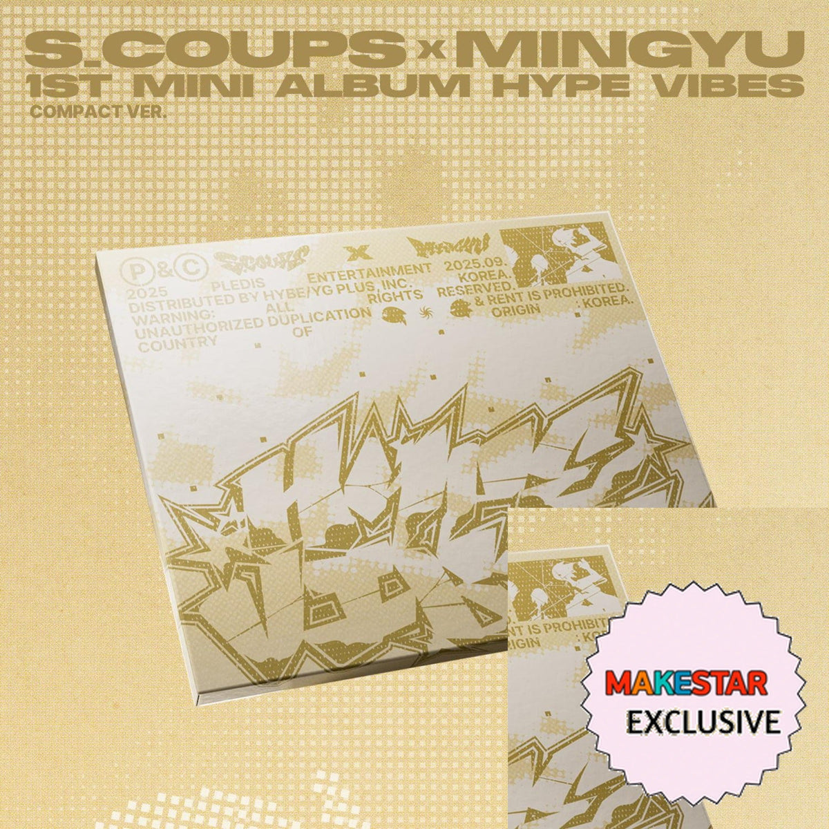 [MAKESTAR EXCLUSIVE] S.COUPSXMINGYU (SEVENTEEN) 1ST MINI ALBUM [HYPE VIBES/COMPACT VER.] cover with one MAKESTAR Exclusive badge