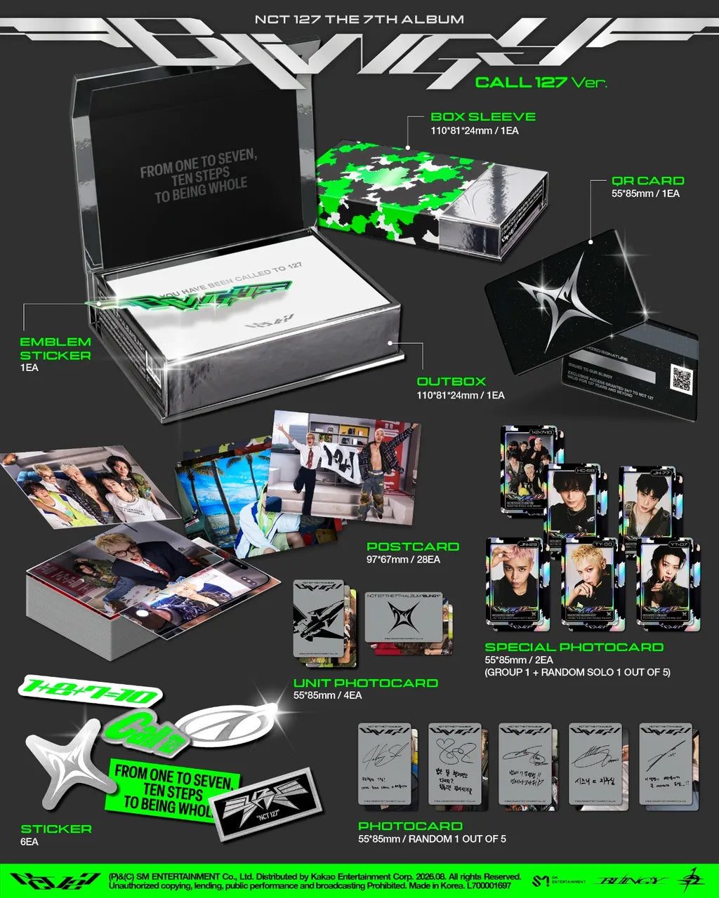 NCT 127 The 7th Album BLINGY CALL 127 Ver contents and inclusions