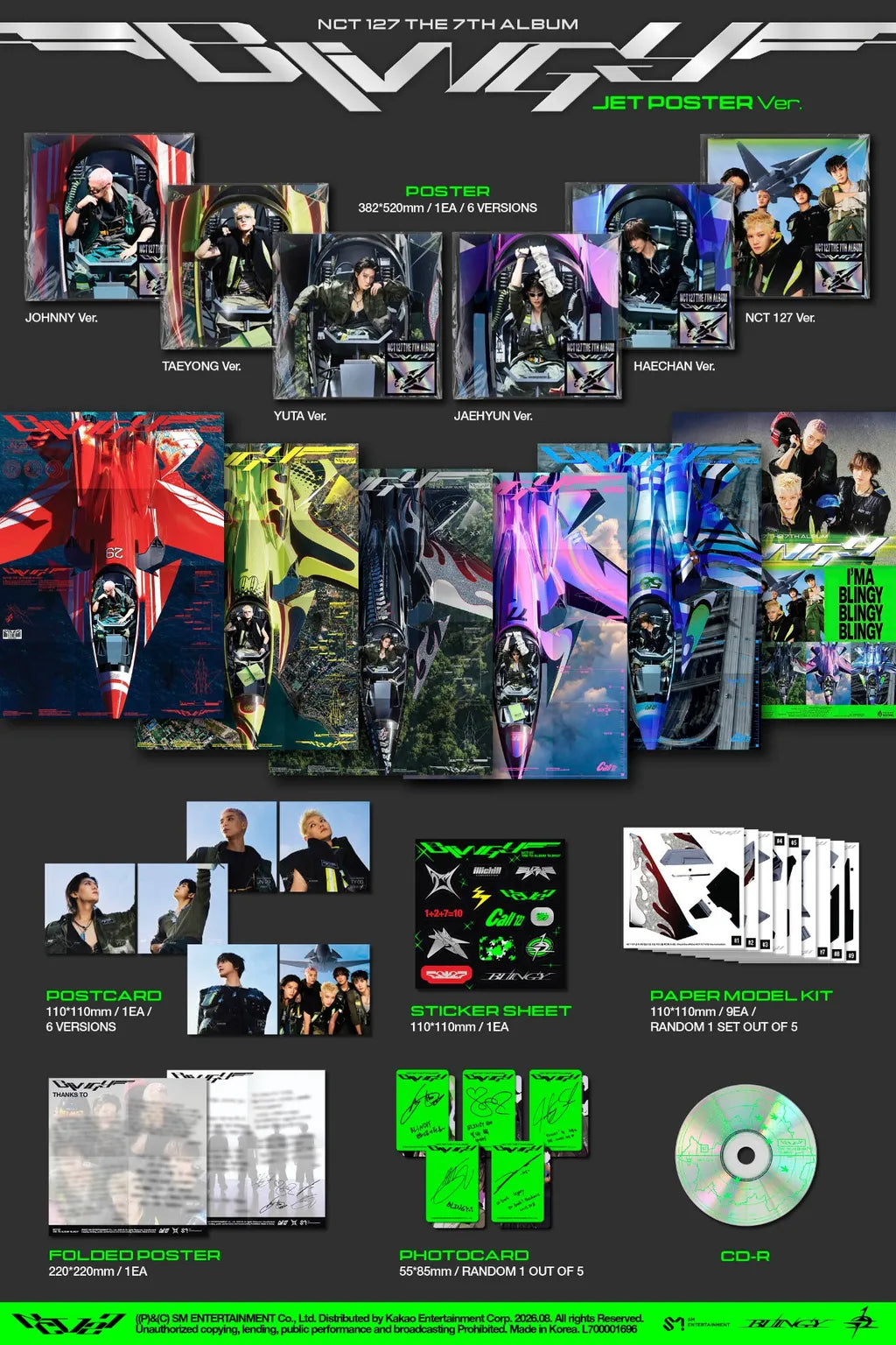 NCT 127 The 7th Album BLINGY JET POSTER Ver. contents