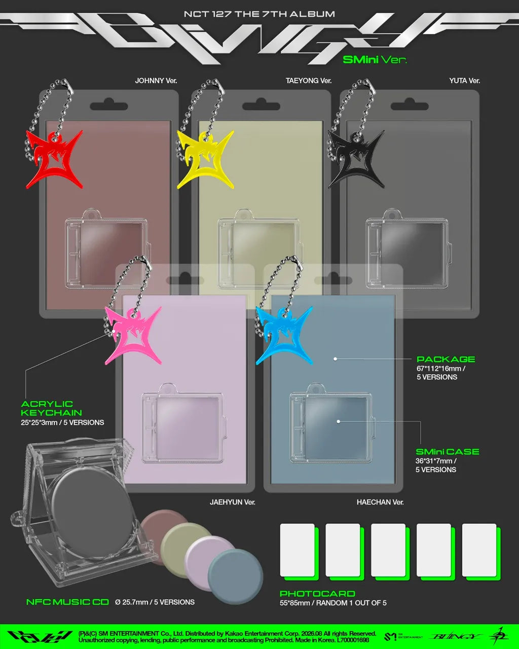 NCT 127 BLINGY SMini Ver. member versions and inclusions