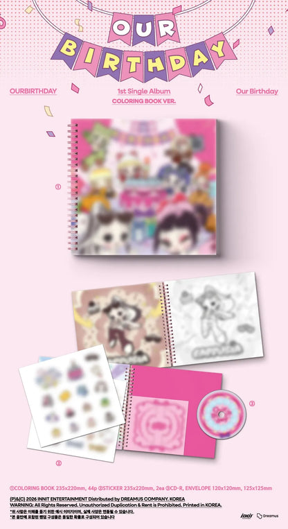 OURBIRTHDAY Our Birthday Coloring Book Ver. inclusions