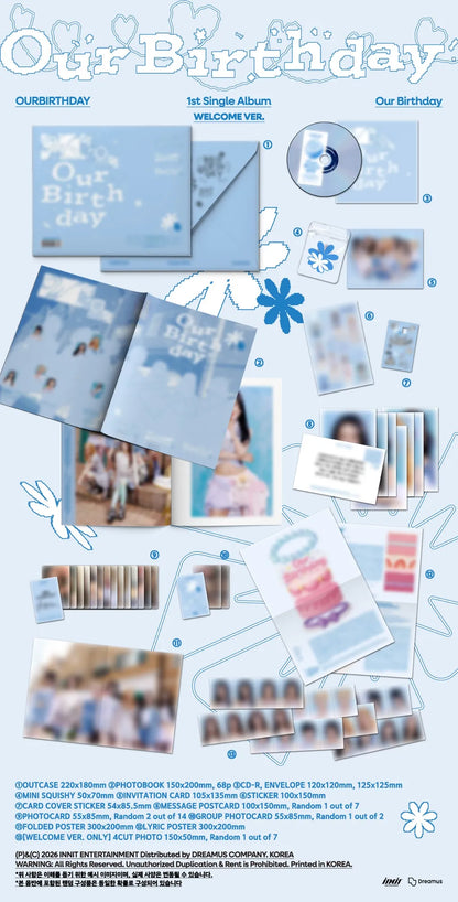 OURBIRTHDAY Our Birthday Welcome Version inclusions