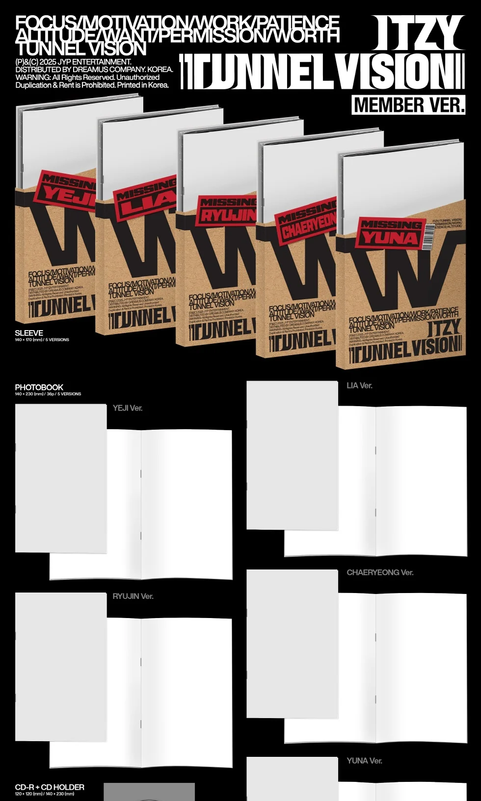 [PRE-ORDER] ITZY 11TH MINI ALBUM [TUNNEL VISION/MEMBER VER.]