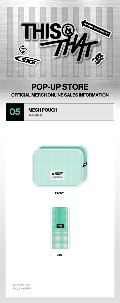 Stray Kids THIS & THAT Mesh Pouch details and measurements