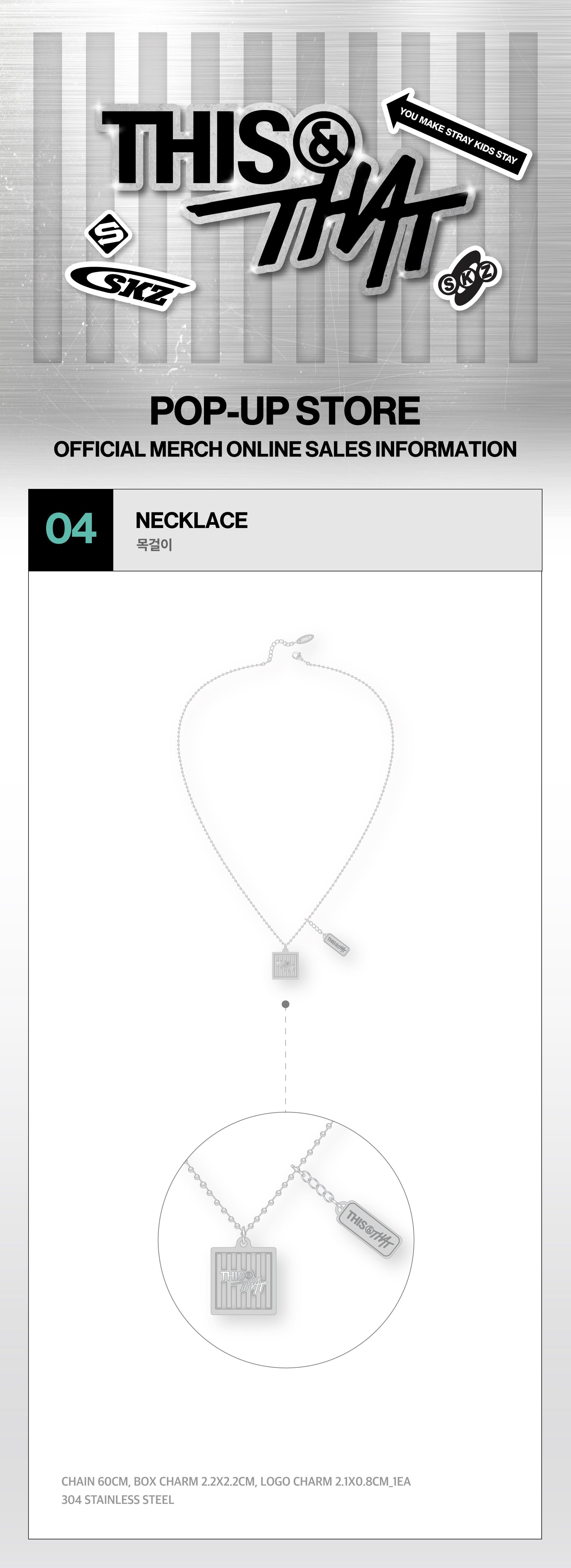 Stray Kids THIS & THAT Necklace details and measurements