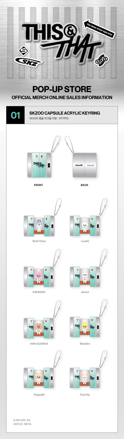 Stray Kids THIS & THAT SKZOO Capsule Acrylic Keyring details and member types