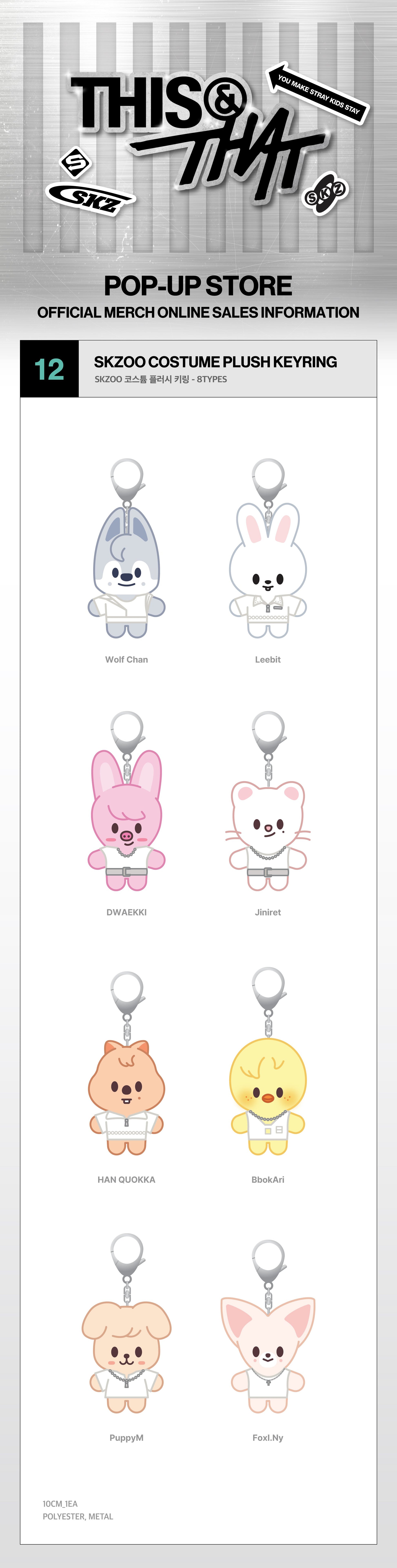 Stray Kids THIS & THAT SKZOO Costume Plush Keyring details and character types