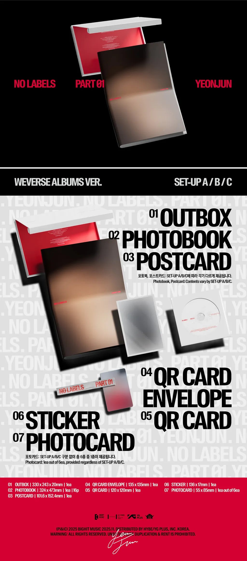 YEONJUN NO LABELS PART 01 Weverse Albums Ver. contents