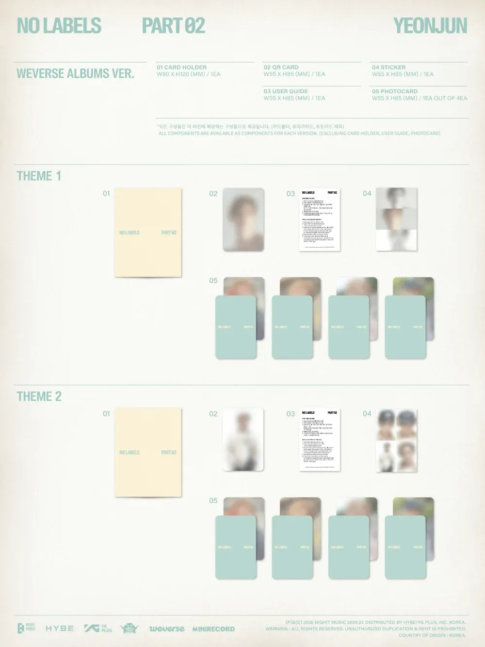 YEONJUN NO LABELS PART 02 Weverse Albums Ver. contents