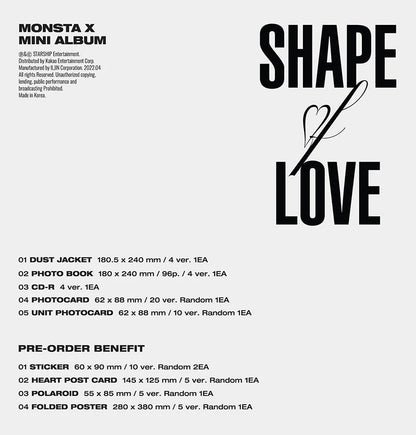MONSTA X'S - 11TH MINI ALBUM [SHAPE OF LOVE /INCL. POB]