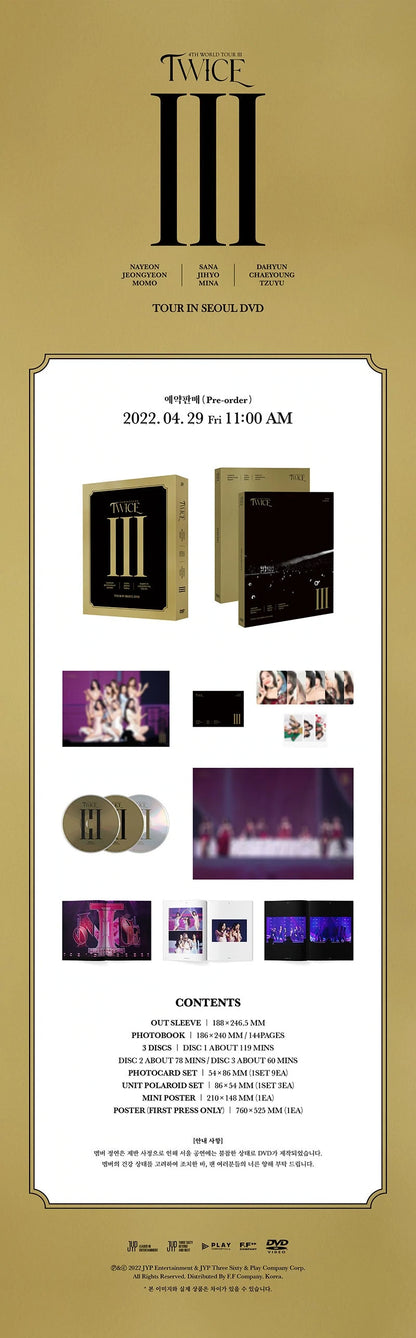 TWICE 4TH WORLD TOUR Ⅲ IN SEOUL [DVD VERSION / INCL.POSTER]